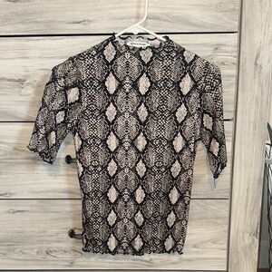 Caution To The Wind Black and White Snakeskin Blouse
